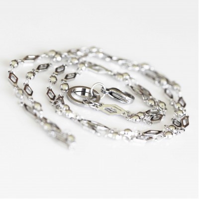Diamond Link Necklace - 32 inch (80cm) Silver Tone